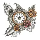 4-7-2018 roman numeral clock tattoo design idea