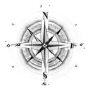 a compass led by a poetic quote about father being daughters guidance through life surrounded by roses  tattoo design idea