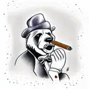  a grizzly Bear in a suit a with a cigar in his mouth tattoo design idea