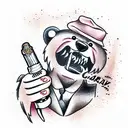  a grizzly Bear in a suit a with a cigar in his mouth tattoo design idea