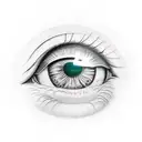 hyper realistic red eye with money in the reflection  tattoo design idea