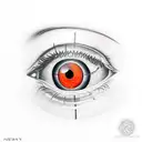 hyper realistic red eye with money in the reflection  tattoo design idea