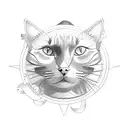 camera, outline cat, sun and car jeep  tattoo design idea