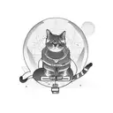 camera, outline cat, sun and car jeep  tattoo design idea