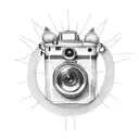 camera, outline cat, sun and car jeep  tattoo design idea