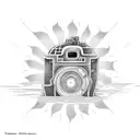 camera, sun and car jeep  tattoo design idea