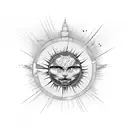 camera, sun and car jeep  tattoo design idea