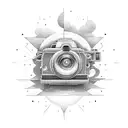 camera, sun and car jeep  tattoo design idea