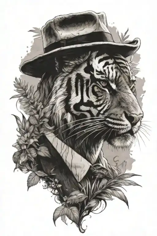 peaky blinder and jungle/tiger tattoo design idea