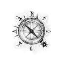 clock and compass tattoo design idea