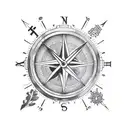 clock and compass tattoo design idea