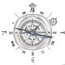 clock and compass tattoo design idea