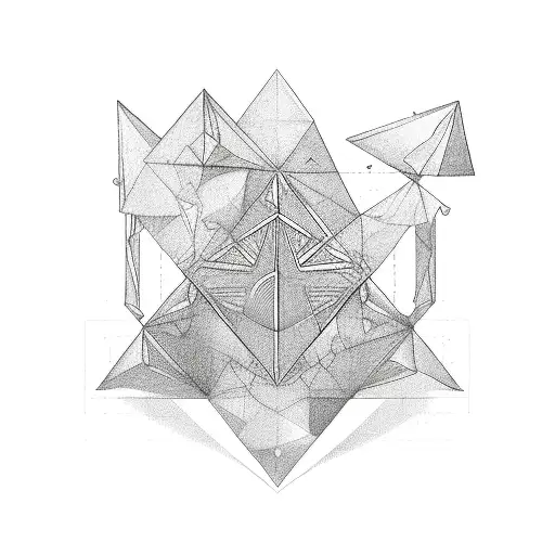 a single irregular triangle a single circle, and the letter X aligned on a vertical line tattoo design idea