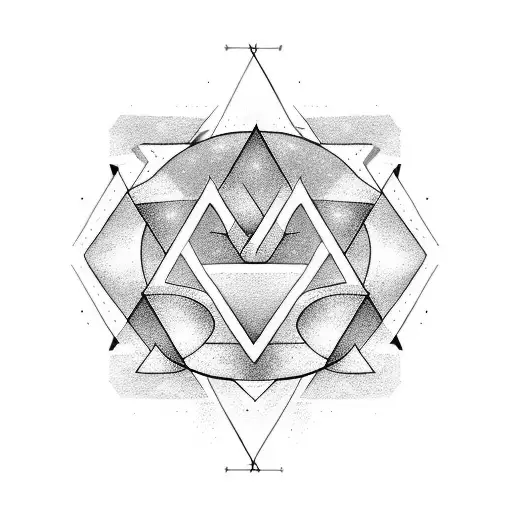 a single irregular triangle a single circle, and the letter X aligned on a vertical line tattoo design idea