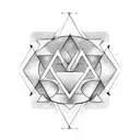 a single irregular triangle a single circle, and the letter X aligned on a vertical line tattoo design idea