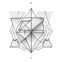 a single irregular triangle a single circle, and the letter X aligned on a vertical line tattoo design idea