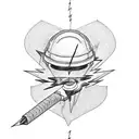 An electrician riding a lightning bolt tattoo design idea