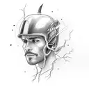 An electrician riding a lightning bolt tattoo design idea