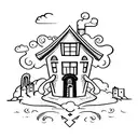 A key and lock design with the key shaped like a house tattoo design idea