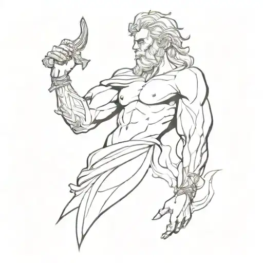 lineart old mythology forgotten god forearm tattoo design idea