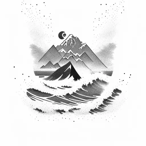 Travel Surf ocean Hike Mountain  tattoo design idea