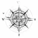 Compass Mountain Ocean Longitudinal sternum tattoo design idea