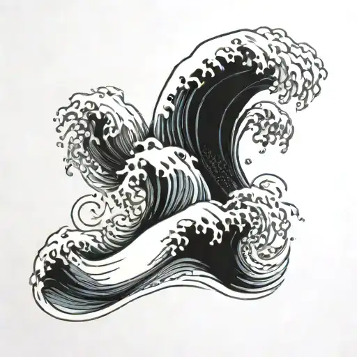 wilder blue ocean wave tattoo design idea