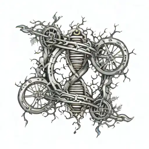 Dna chain and tree tattoo design idea