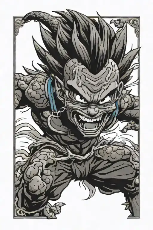 dragon ball and samuri mask tattoo design idea