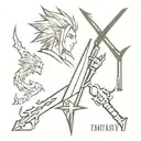 Final fantasy 7 logo morphing tattoo design idea