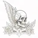 praying angel skull face tattoo design idea
