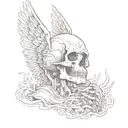 praying angel skull face tattoo design idea