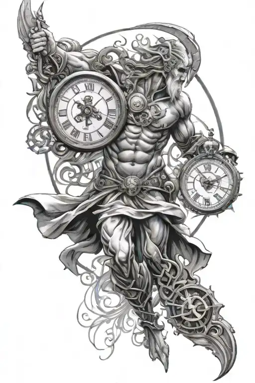 chronos time god tattoo design idea