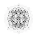 A mesmerizing blackwork mandala design with intricate patterns and a hidden rose within its center tattoo design idea