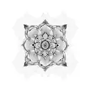 A mesmerizing blackwork mandala design with intricate patterns and a hidden rose within its center tattoo design idea