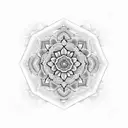 A mesmerizing blackwork mandala design with intricate patterns and a hidden rose within its center tattoo design idea