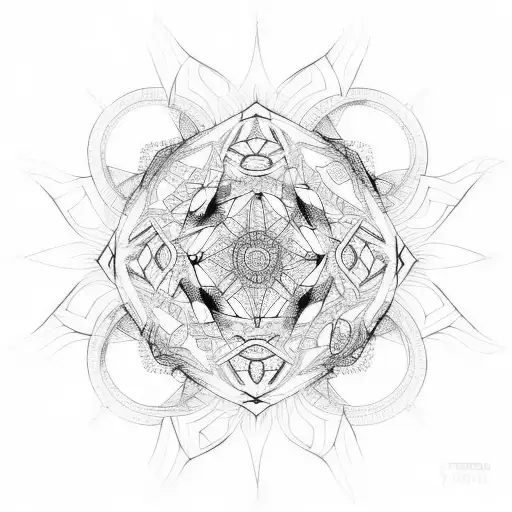 metatron's cube with spirals as background tattoo design idea
