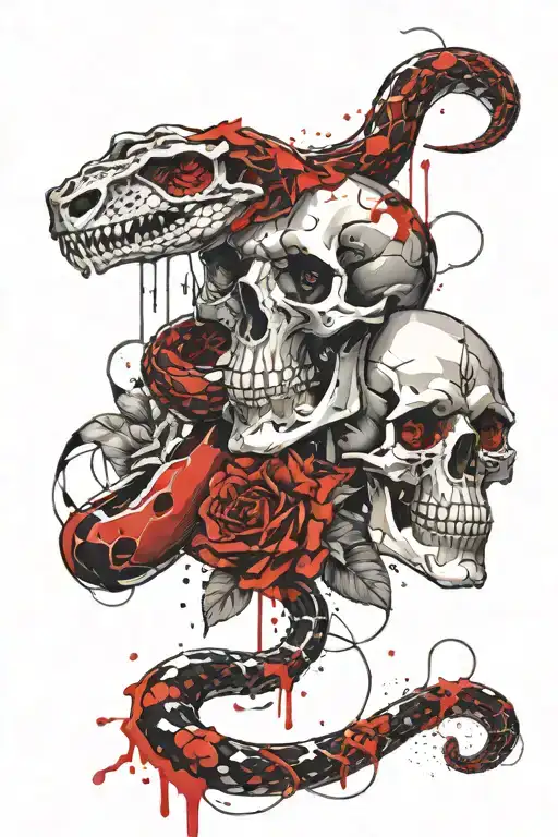 snake and skull tattoo design idea
