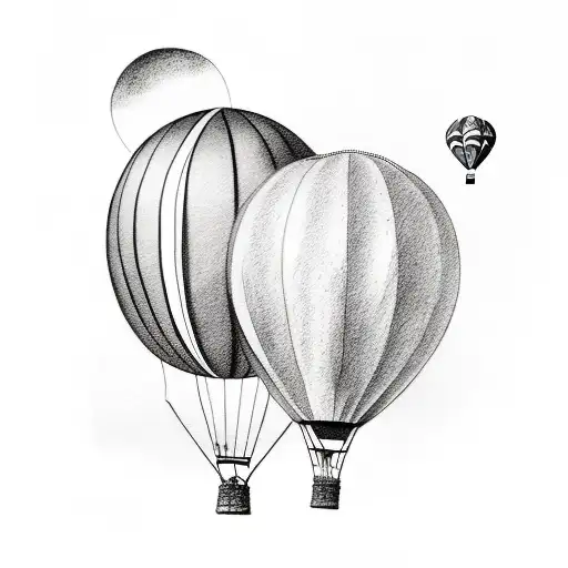A sketch-style tattoo of a hot air balloon made out of different types of fruits and vegetables tattoo design idea