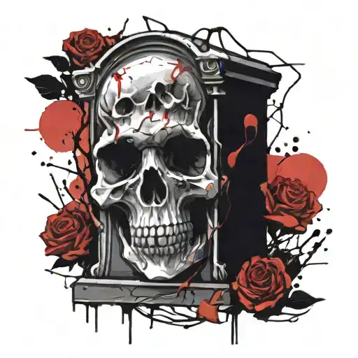 tombstones, the date of death of loved ones happy make tattoo design idea