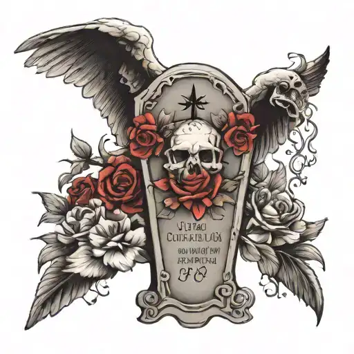 tombstones, the date of death of loved ones happy make tattoo design idea