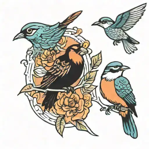 stree birds heaven tattoo design idea