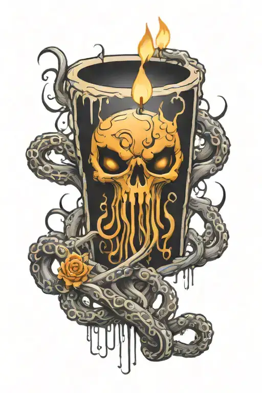 Candle Bone tentacles with webs tattoo design idea