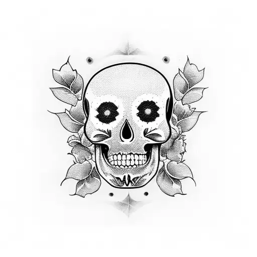 calavera con flores de loto en los ojos  tattoo design idea