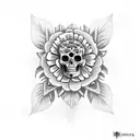 calavera con flores de loto en los ojos  tattoo design idea