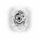 calavera con flores de loto en los ojos  tattoo design idea
