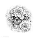 calavera con flores de loto en los ojos  tattoo design idea