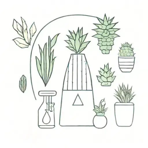 erlenmeyer, cactus, pineapple tattoo design idea