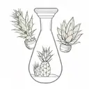 erlenmeyer, cactus, pineapple tattoo design idea