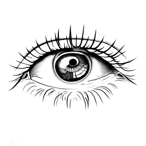eye with fingers as eyelashes blood mood as pupil tattoo design idea